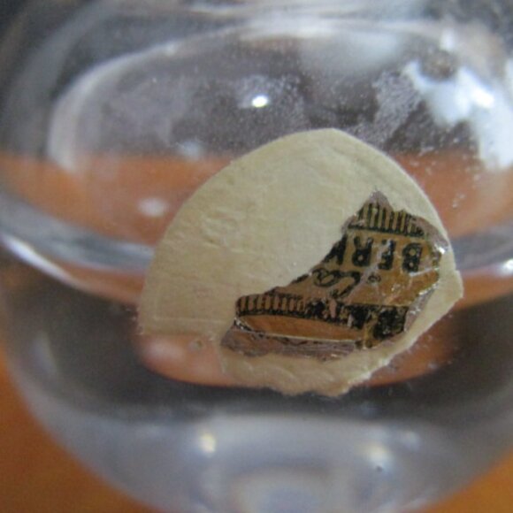 Pressed Glass Round Perfume Bottle Tall Etched Stopper-Partial Label - Picture 3 of 9